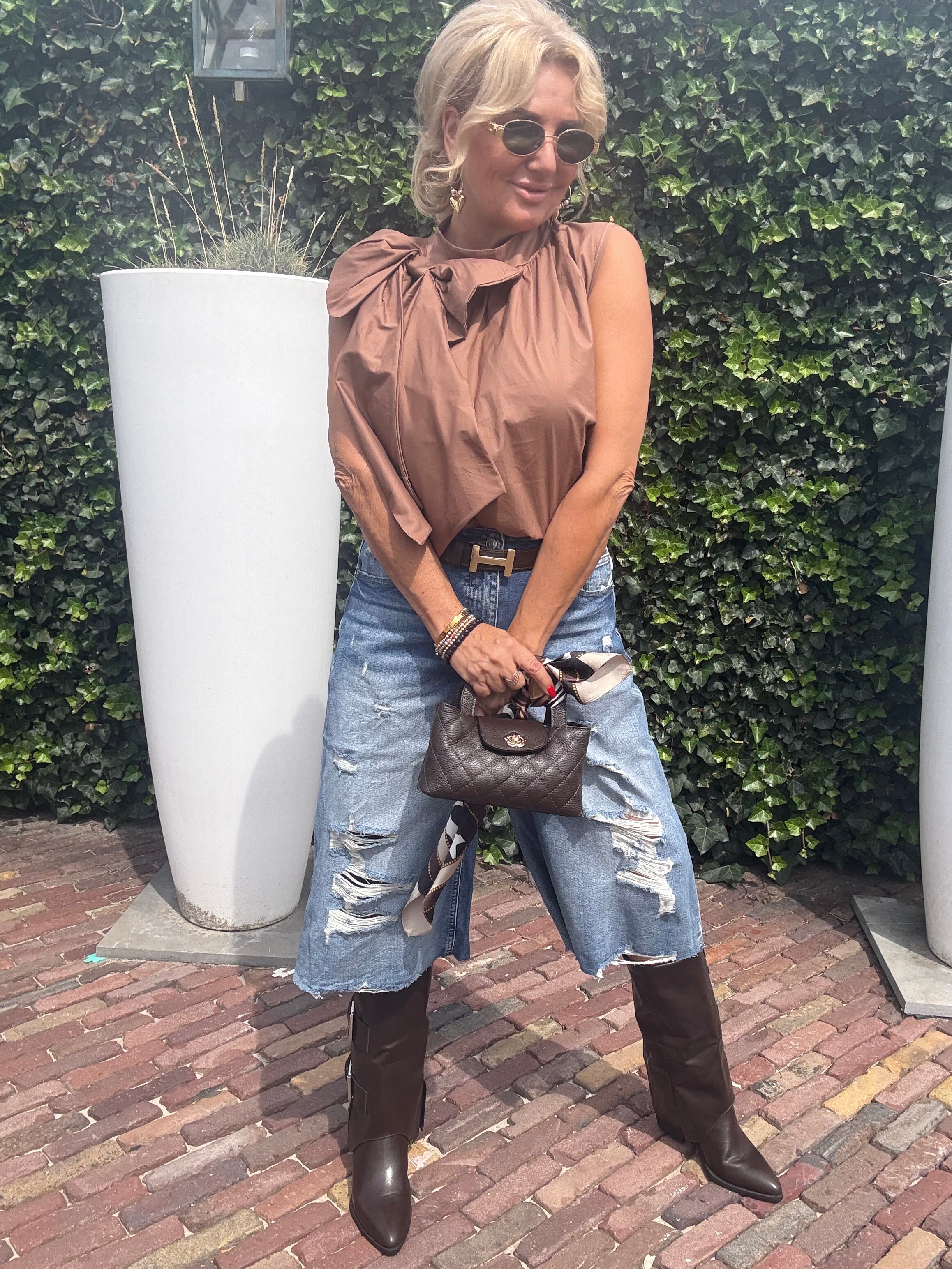 Blouse Big Bow Camel